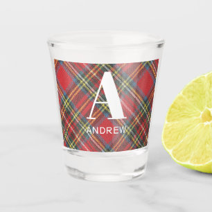 Monogramnaam, Stewart Tartan Denim Print 1.5oz Shot Glas