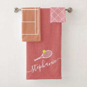 Monogramnaam van Tennis Player Clay Court Neutrals Bad Handdoek