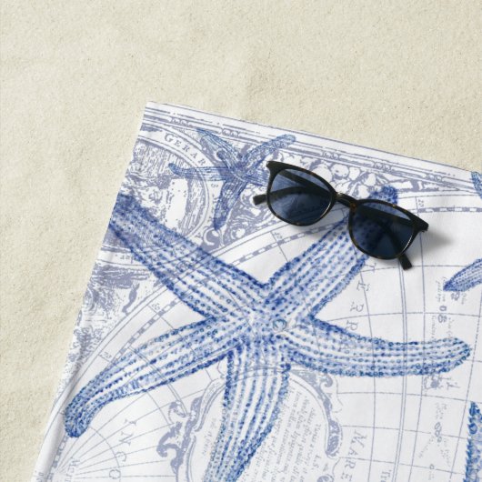 Monogramnaam Wereldkaart kuststaartvis Strandlaken (In situ)