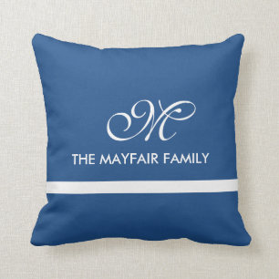 Monogramontwerp voor de Soft Blue-reeks van lint Kussen