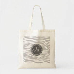 Monogrampatroon wit en grijs tote bag