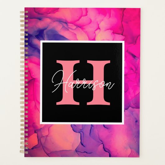 Monogramplaat hete roze alcohol voor haar planner (Voorkant)