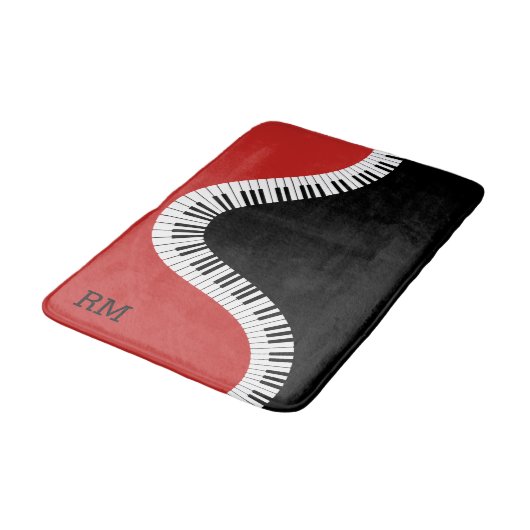 Monogramred white en black piano design badmat (Gekanteld)