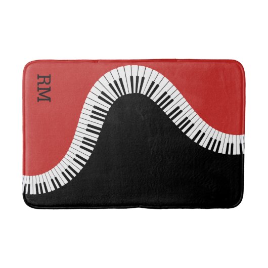 Monogramred white en black piano design badmat (Voorkant)