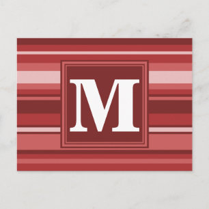 Monogramrode strepen briefkaart