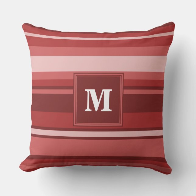 Monogramrode strepen kussen (Voorkant)