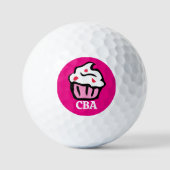 Monogramroze Cupcake-ontwerp Golfballen (Voorkant)
