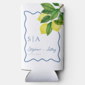 Monograms Lemon Citrus, Blue Wave Border Wedding   (Achterkant)