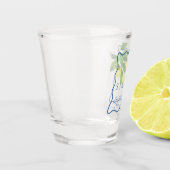 Monograms Lemon Citrus, Blue Wave Border Wedding Shot Glas (Links)