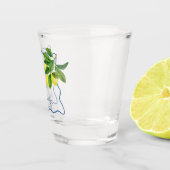 Monograms Lemon Citrus, Blue Wave Border Wedding Shot Glas (Rechts)