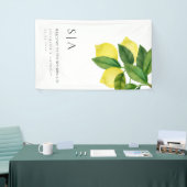 Monograms Lemon Citrus Branch Greenery Wedding  Spandoek (Beurs)