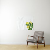 Monograms Lemon Citrus Branch Greenery Wedding Wandkleed (In Situ (horizontaal))