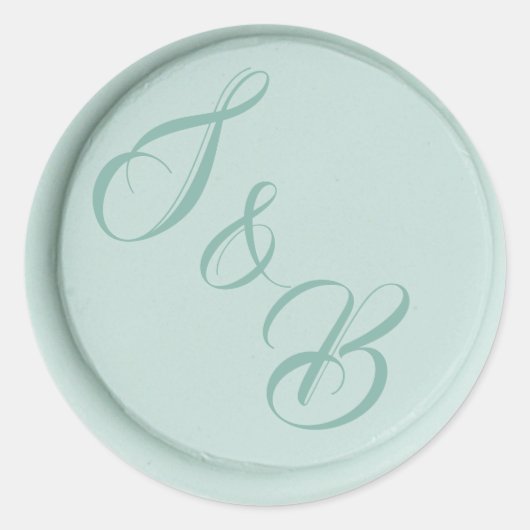 Monogramsage groene was trouwstickers met zeebaars ronde sticker (Voorkant)