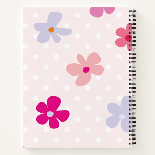 Monogramschets en roze floreel patroon notitieboek (Achterkant)