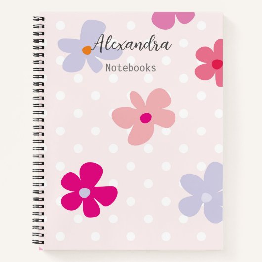 Monogramschets en roze floreel patroon notitieboek (Voorkant)
