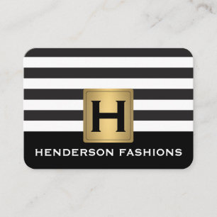 MonogramSilver Metallic / Stripes / grijs Patroon Visitekaartje