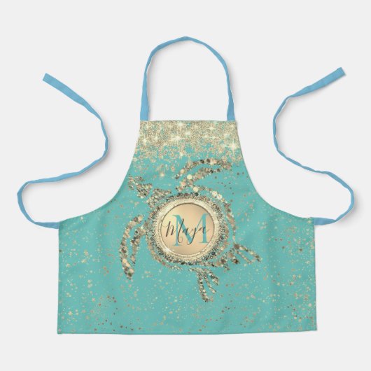 Monogramsterren op blauw Schort (Voorkant)