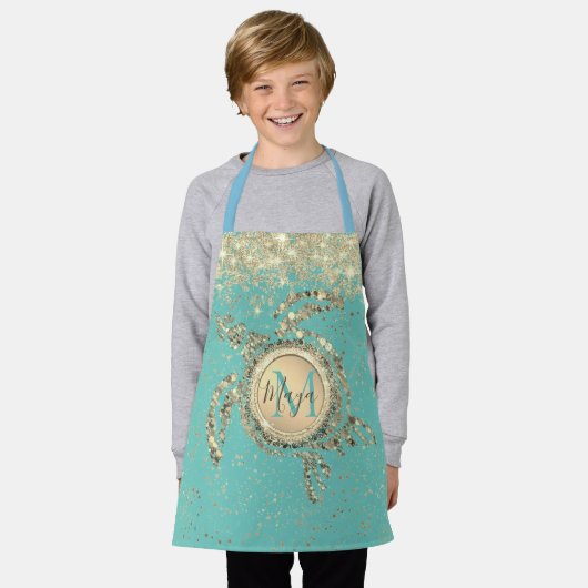 Monogramsterren op blauw Schort (Gedragen)