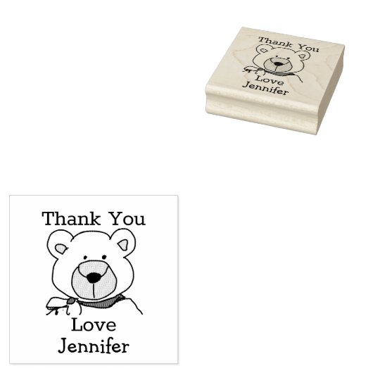 MonogramTeddy Beer Bedankt Rubberstempel (Gestempeld)