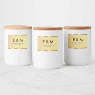Monogramtekst Goud Sjabloon Save the Date Voedselcontainer Etiket