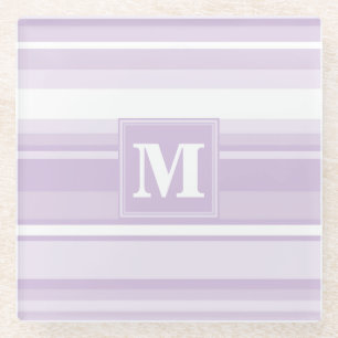 Monogramthistle paarse strepen glazen onderzetter