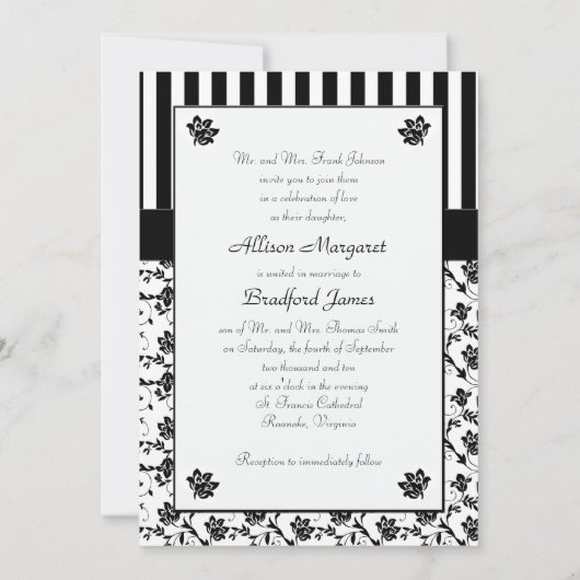 Monogramuitnodiging voor negroïde en witte Floral Kaart (Achterkant)