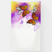 Monogramvlinders op paarse achtergrond spandoek (Verticaal)