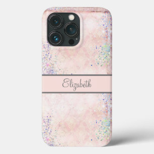 Monogran Glam Roze Wit Sparkle Elegant iPhone 13 Pro Hoesje