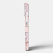 Monogran Glam Roze Wit Sparkle Elegant Case-Mate iPhone Case (Achterkant / Links)