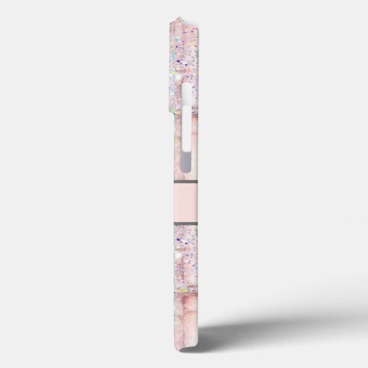 Monogran Glam Roze Wit Sparkle Elegant Case-Mate iPhone Case (Achterkant / Links)