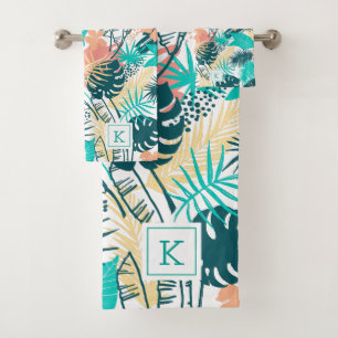 Monographie de collage coloré de feuilles tropicau