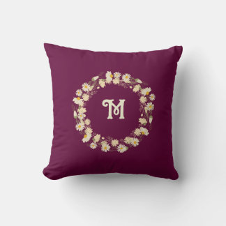 Monographie de couronne de fleurs coussin bordeaux