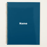 Monographie de l'année de texte personnalisé turqu<br><div class="desc">Minimaliste turquoise bleu personnalisé texte,  nom,  année,  initiales,  monogramme simple élégant personnalisé Planner. Texte blanc personnalisé sur l'arrière - plan couleur uni bleu turquoise.</div>