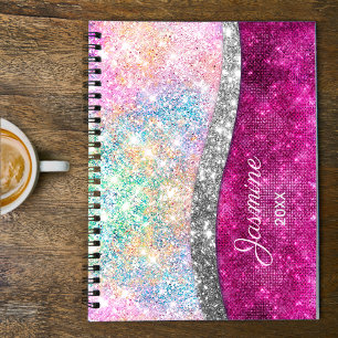 Monographie de parties scintillant en argent rose 