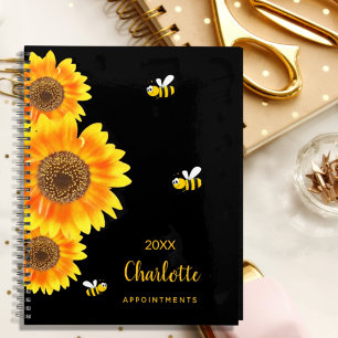 Monographie de tournesol abeilles mignonnes noir
