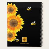 Monographie de tournesol abeilles mignonnes noir (Dos)