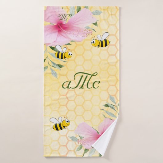 Monographie du couple floral jaune nid d'abeilles (Serviette de bain)