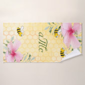 Monographie du couple floral jaune nid d'abeilles (Serviette de bain)