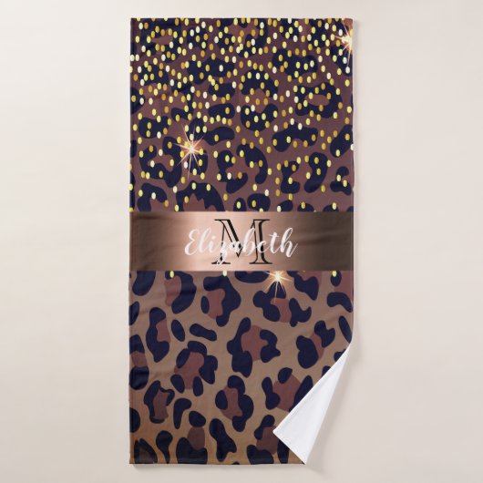 Monographie en bronze noir motif brun léopard (Serviette de bain)
