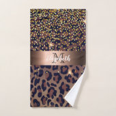 Monographie en bronze noir motif brun léopard (Serviette à main)