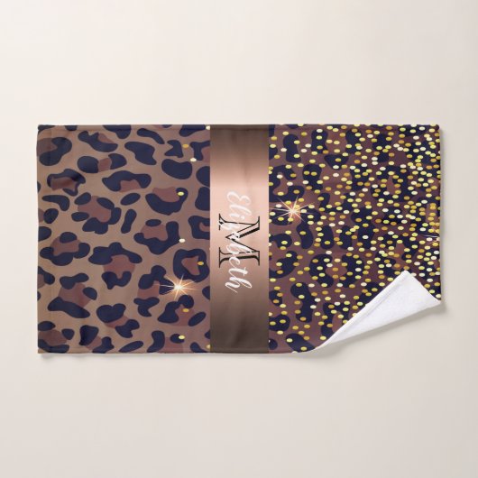 Monographie en bronze noir motif brun léopard (Serviette à main)