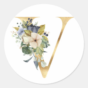 Monographie florale en or Classic Round Sticker