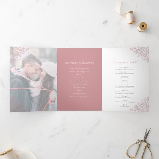 Monographie rose Dusty programme de mariage photo (Intérieur)