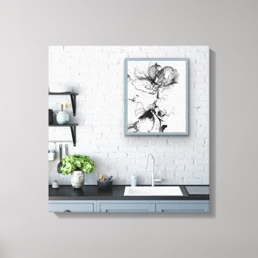 Monokrom blomma canvas afdruk (Voorkant)