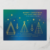 Monoline Kerstbomen Flat Folie Vakantie Kaart (Voorkant)