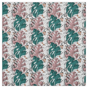 Monoline monstera-bladeren met kleurspots stof