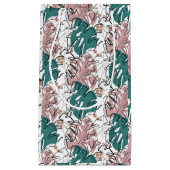 Monoline monstera-bladeren met kleurvlekken klein cadeauzakje (Voorkant)