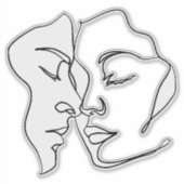 Monoline Paar Sticker: Liefde in elke lijn Sticker (Voorkant)