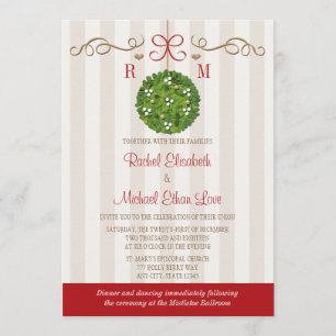Monomgrammed Mistletoe Wedding Invitations Kaart