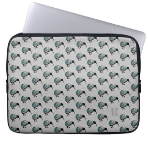 MONONGRAM NEW ZEALAND PAUA KIWI BIRD PATTERN GRAY LAPTOP SLEEVE